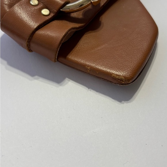 AGL Tan Leather Sandal with Gold Accents - Picture 3 of 5